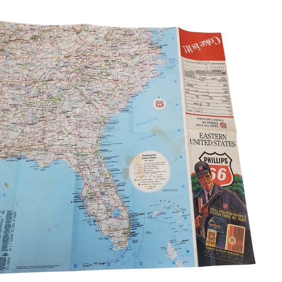 Rand McNally Lithographed Eastern US Phillips 66 Patroleum Road Map Vtg 24 x 18" - Picture 10 of 13